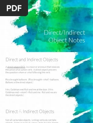 direct and indirect objects worksheets pdf