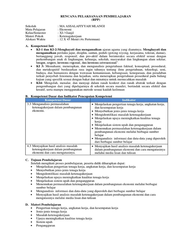 RPP Ketenagakerjaan New | PDF