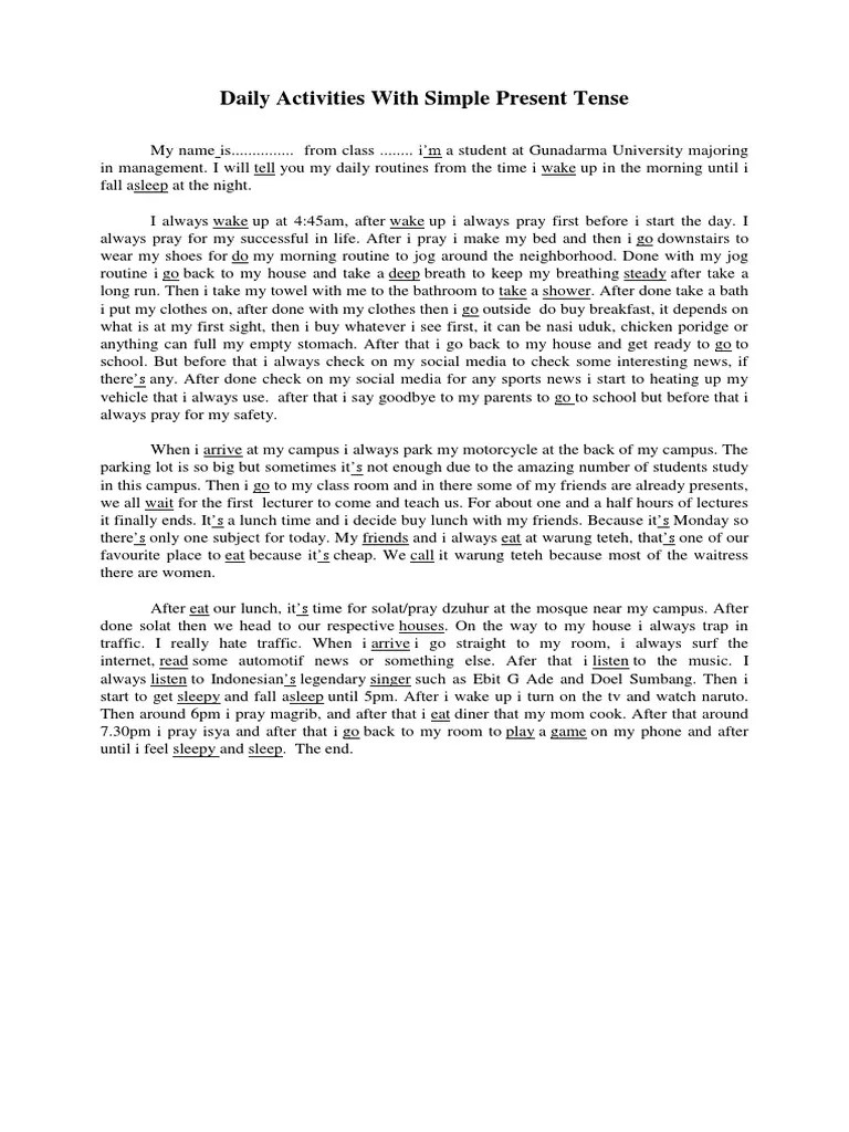 They help you plan every hour of your day in an organized manner. Daily Activities With Simple Present Tense Pdf