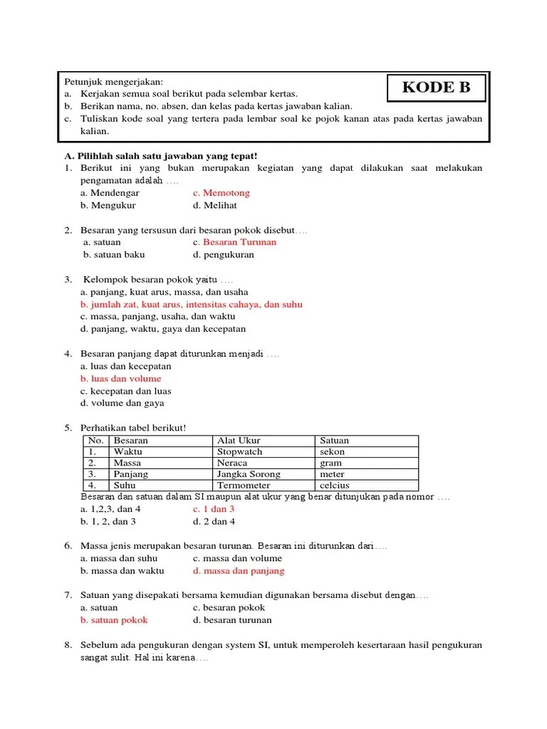 Alat ukur berikut yang digunakan untuk mengukur massa jenis adalah. Soal Ipa Biologi Hots Kelas 7 Ipadan Pengamatan Beinyu Com