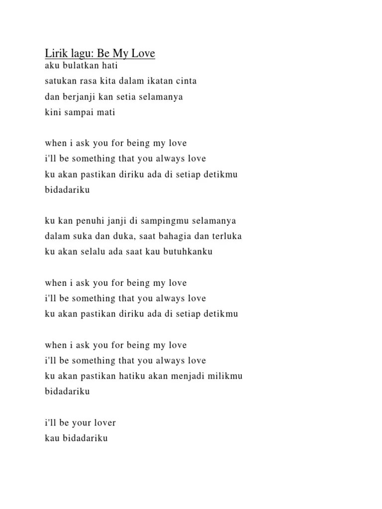 Forgives and forgets all our sin. Lirik Lagu Be My Love Pdf