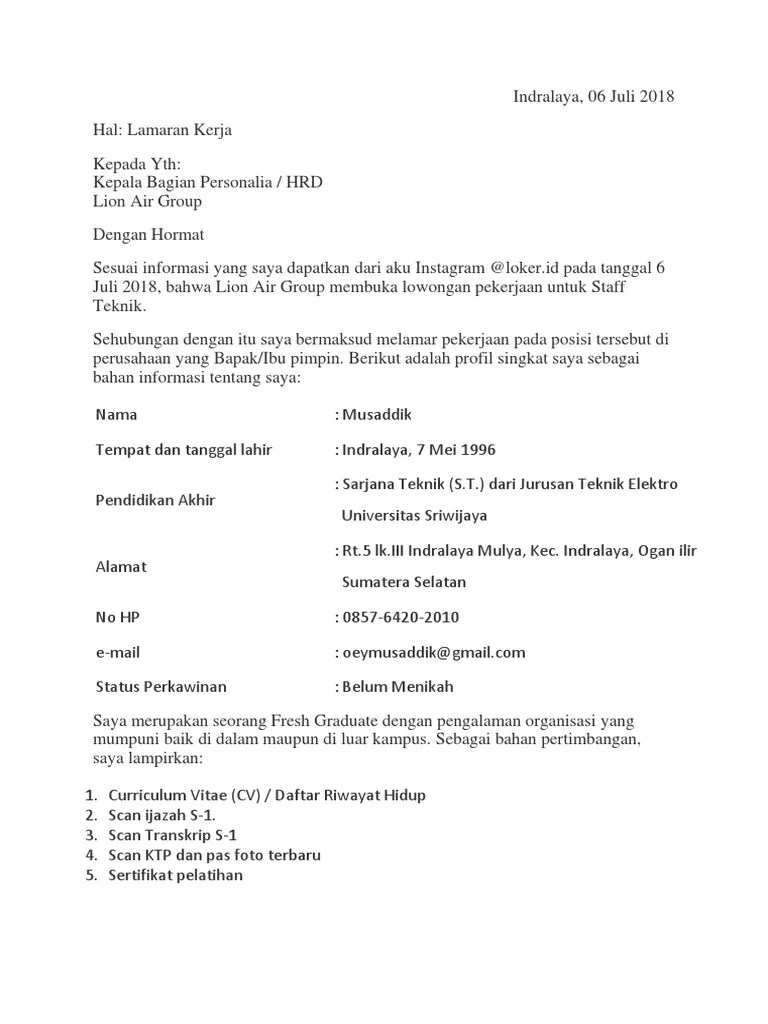 Lamaran Pekerjaan Lion Air Group | PDF
