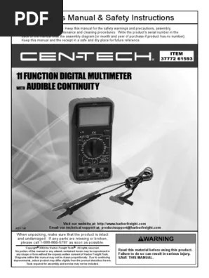 Just know how to get it into manual mode. Cen Tech Multimeter Manual Pdf Pdf Capacitor Bipolar Junction Transistor