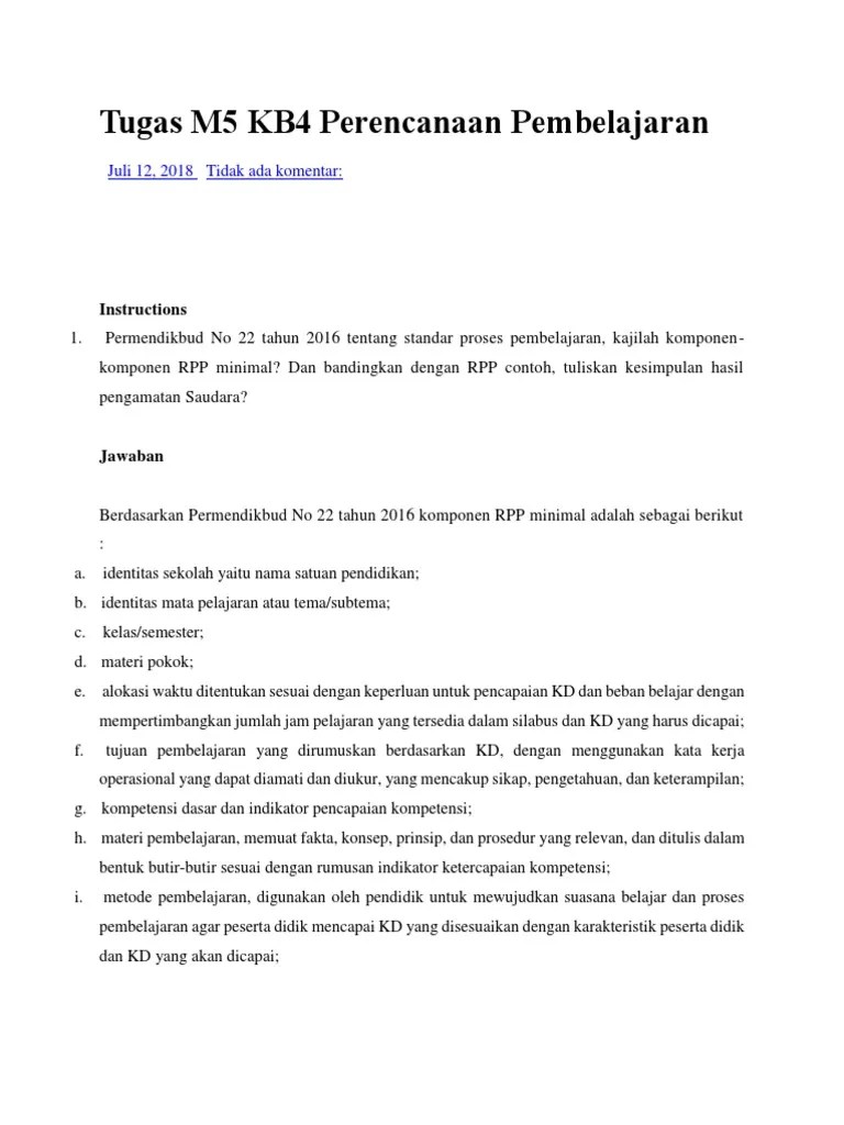 Contoh Tugas M5 KB4 Perencanaan Pembelajaran | PDF