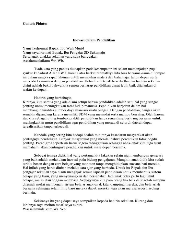 Contoh teks naskah pidato anak sd tema kebudayaan. Contoh Pidato Aiy Pdf
