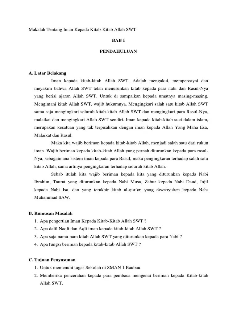 Makalah Tentang Iman Kepada Kitab Kitab Allah