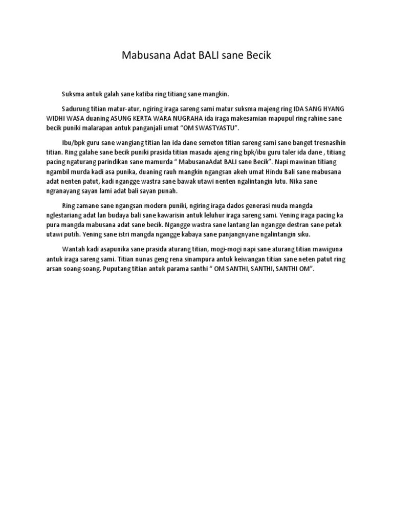 Mabusana Adat BALI Sane Becik | PDF
