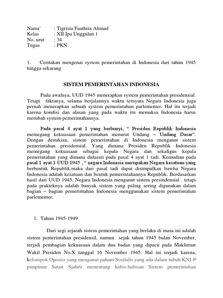 PKN Sistem Pemerintahan | PDF