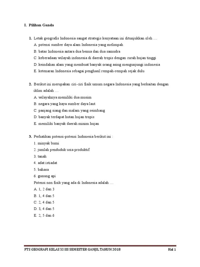 Modul geografi sma terbuka kelas xi semester 1. Soal Pts Geografi Kelas Xi Ganjil Pdf