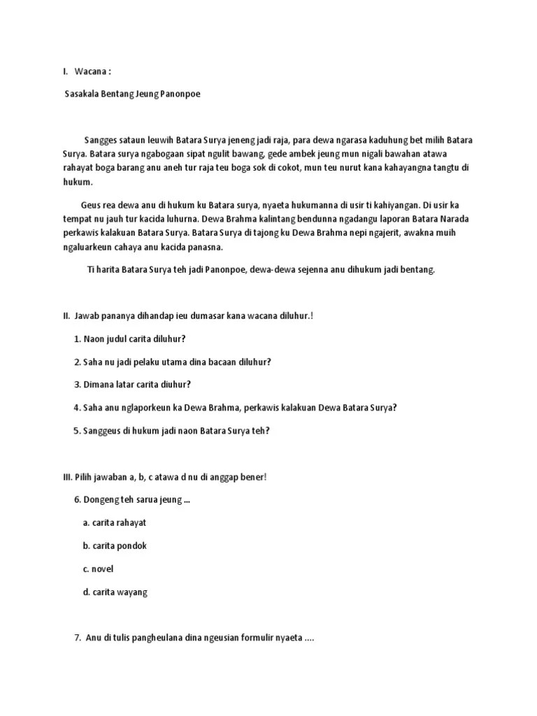 Soal Bahasa Sunda Kelas 6 | PDF