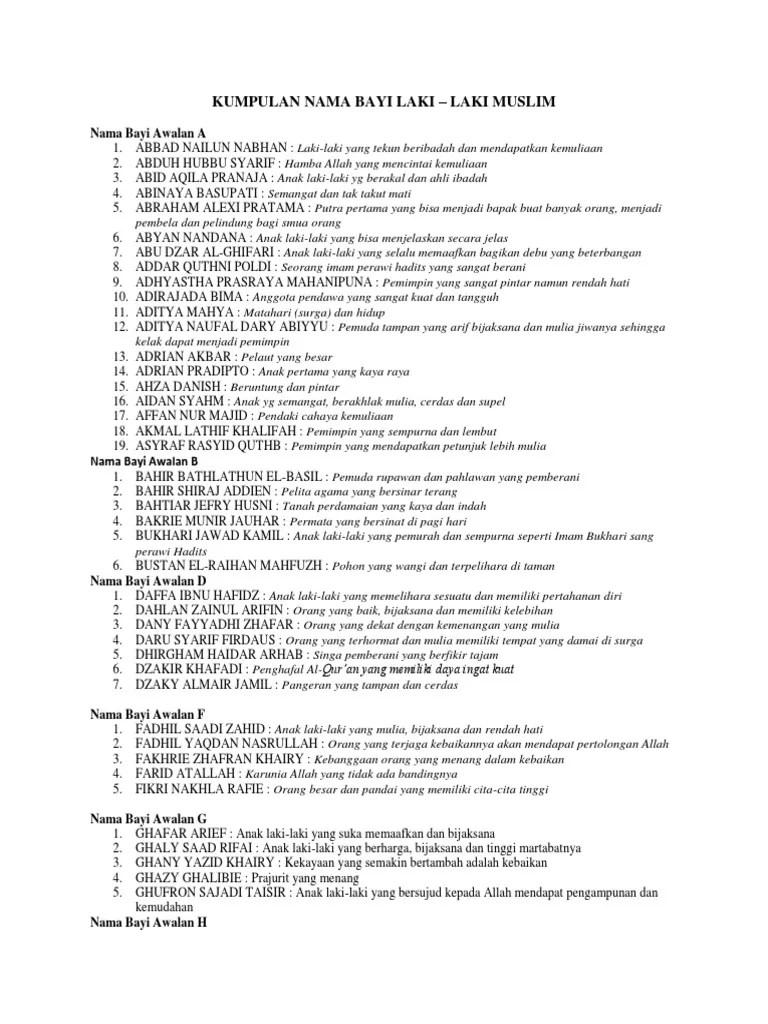 Nama Bayi Laki Laki Islam Dari Huruf G