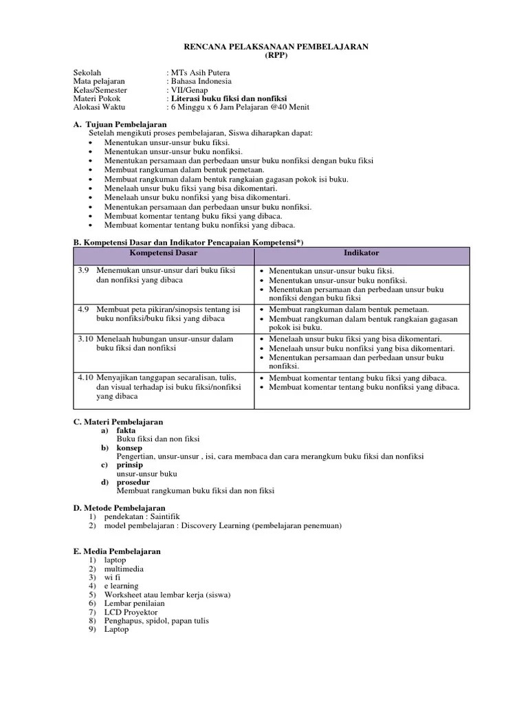 Contoh resensi buku fiksi dan non fiksi brainly. Rpp Literasi Buku Fiksi Dan Non Fiksi Pdf