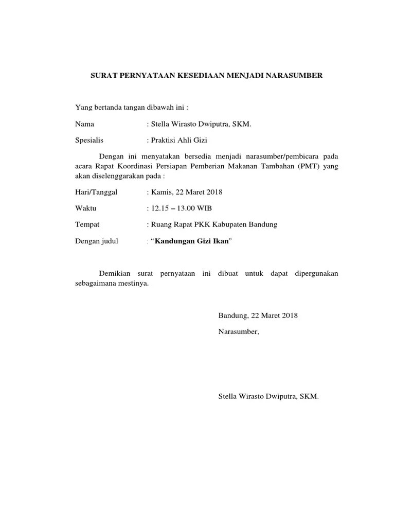 Contoh surat permohonan keterangan domisili. Surat Kesediaan Menjadi Narasumber Beinyu Com