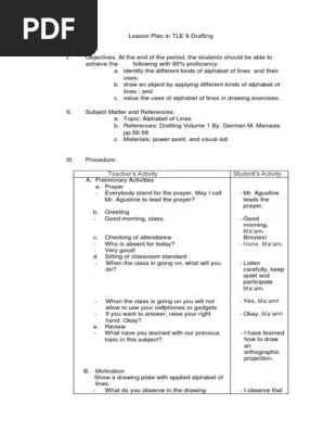 Technical drawings provide clear and accurate information how an object is to be manufactured. Detailed Lesson Plan In Grade 9 Drafting Alphabet Of Lines Pdf Lesson Plan Drawing
