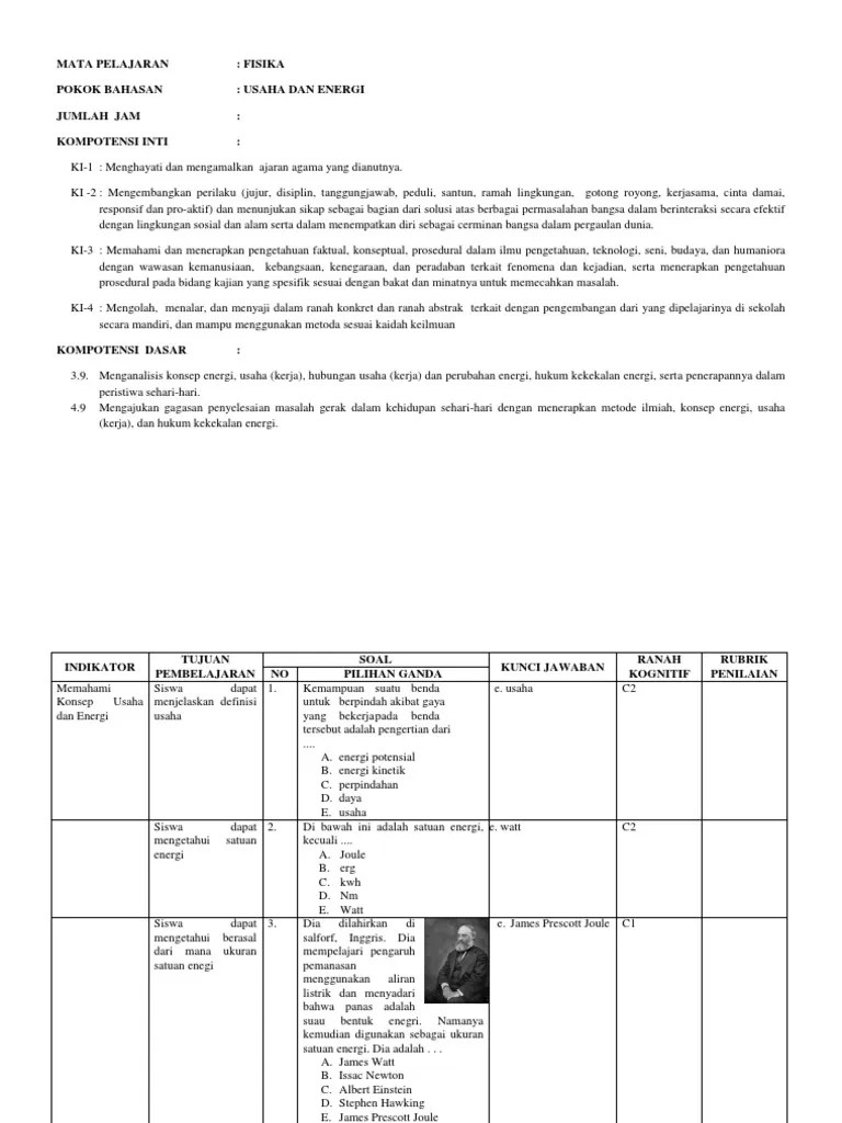 Usaha dan energi mekanik, pesawat sederhana; Contoh Soal Fisika Usaha Dan Energi Dengan
