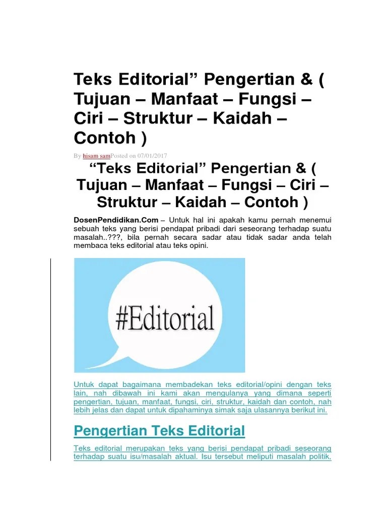 Ciri-Ciri Teks Editorial | PDF