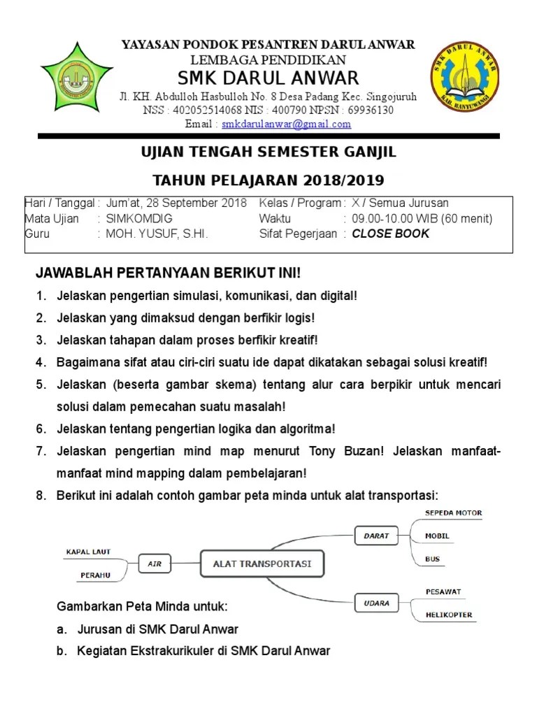 Soal uts simdig kelas 10 semester 2. Soal Simkomdig Kelas 10 Semester 2 Literatur