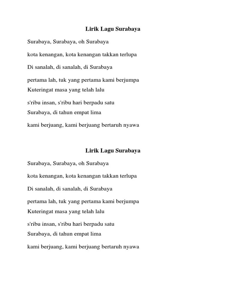 Download lagu cepat dan mudah. Lirik Lagu Surabaya Pdf