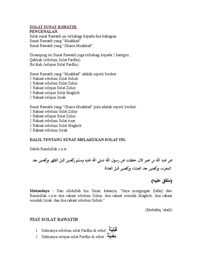 Dua rakaat sebelum fardu zohor dan dua rakaat sesudahnya (selain daripada yang sunat muakkad di atas); Solat Solat Sunat Pdf