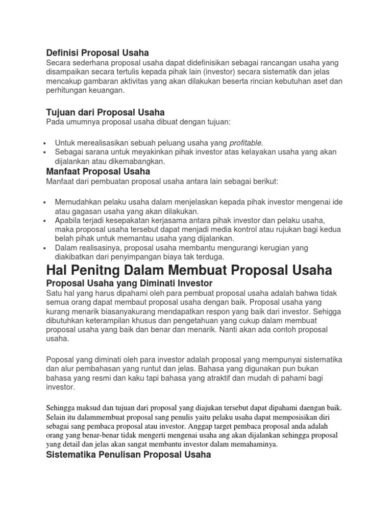 Definisi Proposal Usaha | PDF