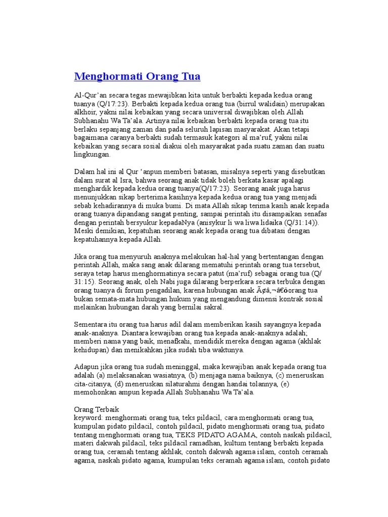 972020 menuai keberkahan rasa hormat taat kepada orangtua dan guru 1. 96956679 Menghormati Orang Tua Doc