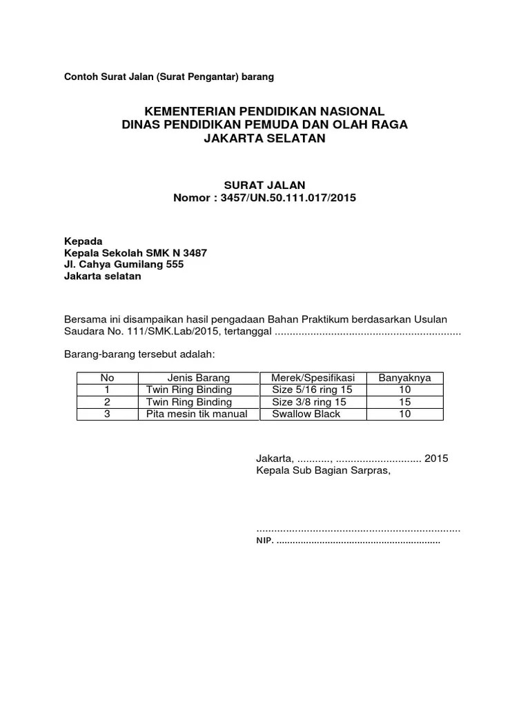 Lembar putih pada surat jalan pengiriman merupakan surat yang digunakan sebagai bukti, bahwa barang telah diserahkan kepada pembeli. Contoh Surat Jalan Jalan Home Design Studio