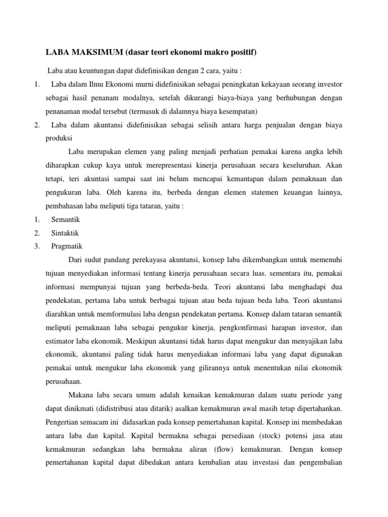 Contoh Soal Laba Maksimum – Belajar