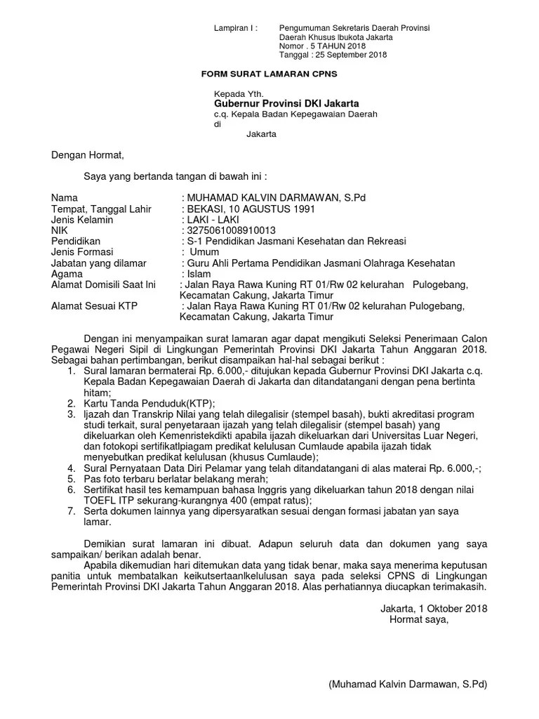 Peserta seleksi cpns 2021 harus memastikan bahwa ukuran file dan jenis file yang. Format Surat Lamaran Cpns Kemenristekdikti 2019 - Bagi