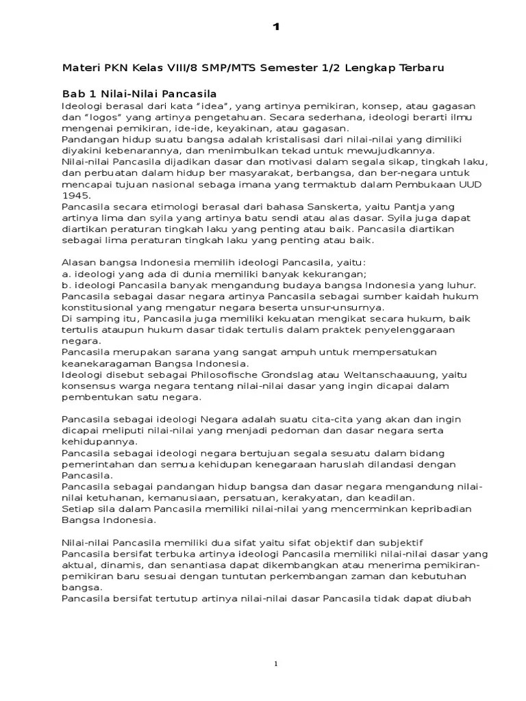 RANGKUMAN PKN SMP Kls 8 Sem 1 | PDF