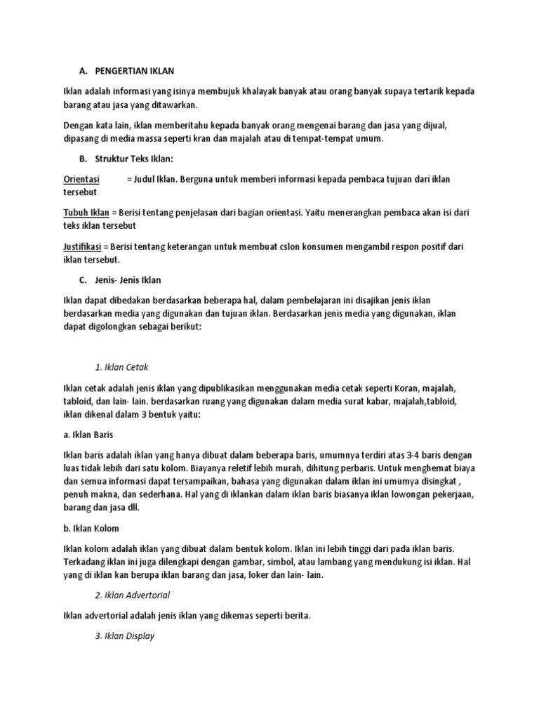 PENGERTIAN IKLAN Sentong | PDF