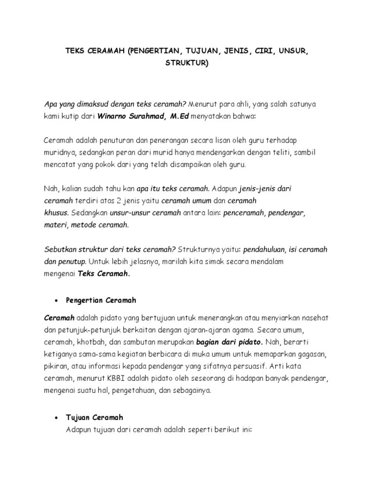 Perbedaan ceramah, khotbah, dan pidato; Apa Yang Dimaksud Teks Ceramah Rasanya