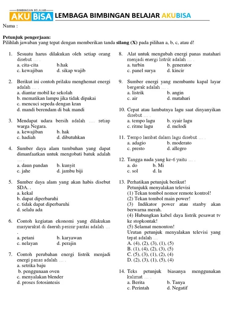 Jun 25, 2020 · ulasan tentang contoh kalimat petunjuk untuk anak sd kelas 1. Latihan Soal Tema 2 Kelas 4