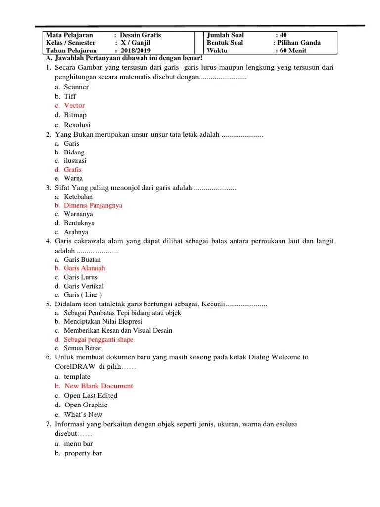 Desain grafis smk kelas xi kelas xi semester 1 2 desain grafis percetakan. Soal Desain Grafis Kelas 10 Bab 1
