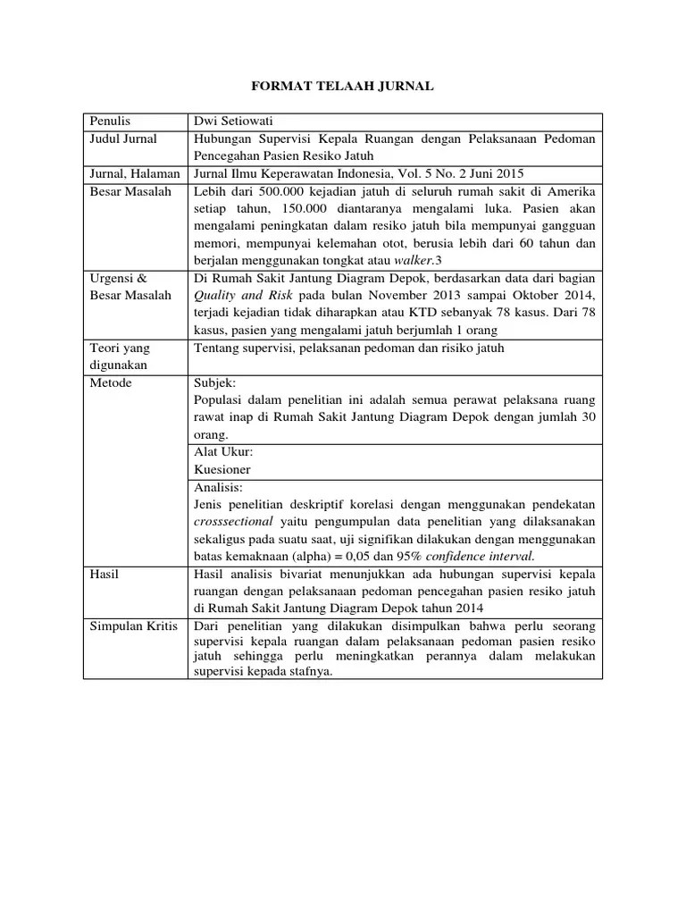 Diajukan untuk memenuhi tugas mata kuliah ilmu dasar . Format Telaah Jurnal Pdf