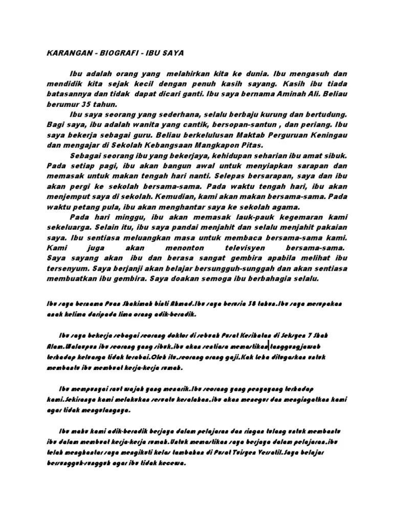 Saya mempunyai sebuah keluarga yang bahagia. Karangan Ibu Saya Pdf