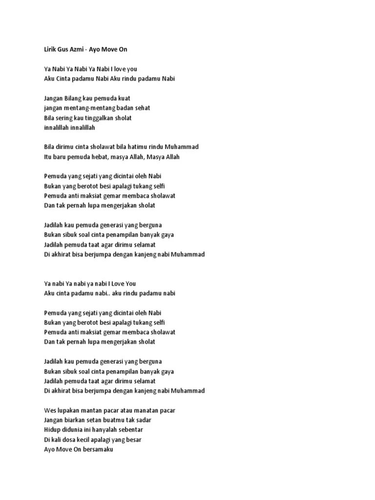 Lirik Lagu Ayo Move On Gus Azmi – Rasanya