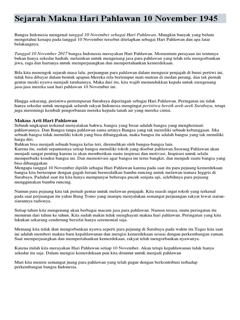 Sejarah Makna Hari Pahlawan 10 November 1945 | PDF
