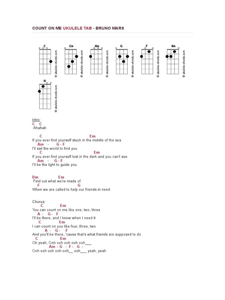 These are the chords needed to play this song: Count On Me Pdf