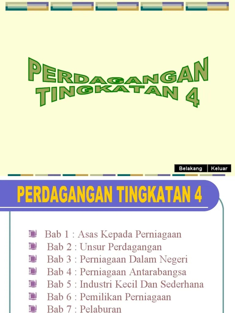 Meluaskan pasaran ke tahap global; Buku Teks Perdagangan Tingkatan 4