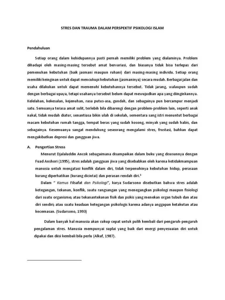 Stres Dan Trauma Dalam Perspektif Psikologi Islam | PDF
