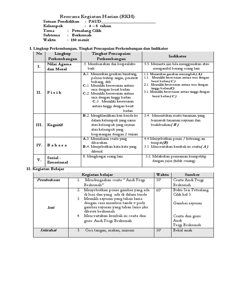 Tugas daring paud tema binatang dunia sosial. Rkh Rpph Tk Paud Klp A Tema Tanaman Subt Pdf