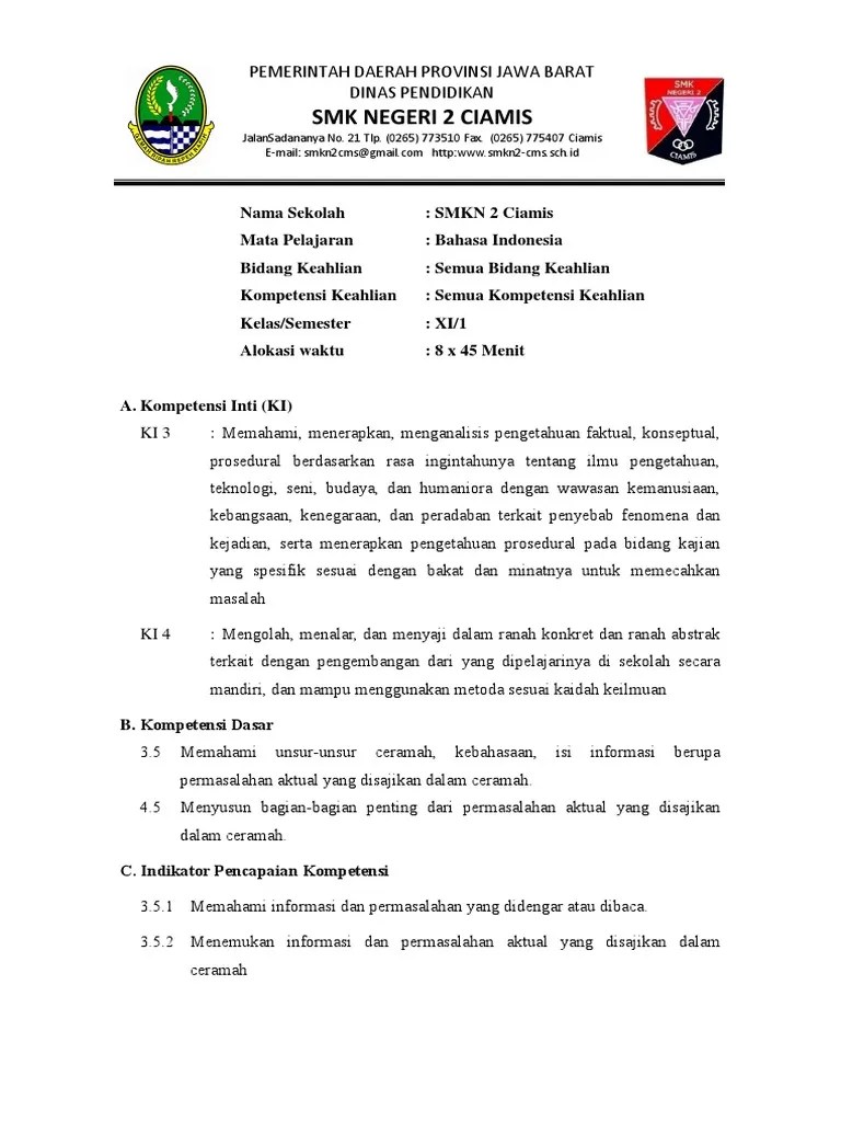 RPP Teks Ceramah KD 3.5 Dan 4.5 | PDF