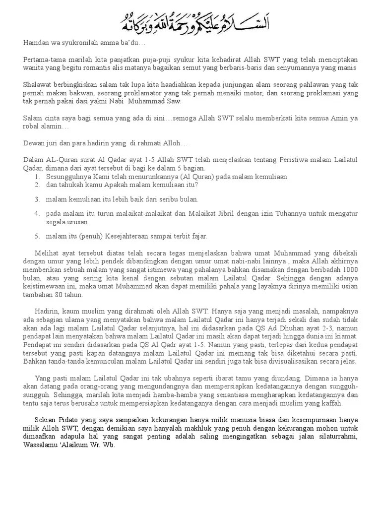 Peristiwa Malam Lailatul Qadar Telah Tegas Dijelaskan Dalam Firman Allah  SWT Pada QS Al Qadr 1 | PDF