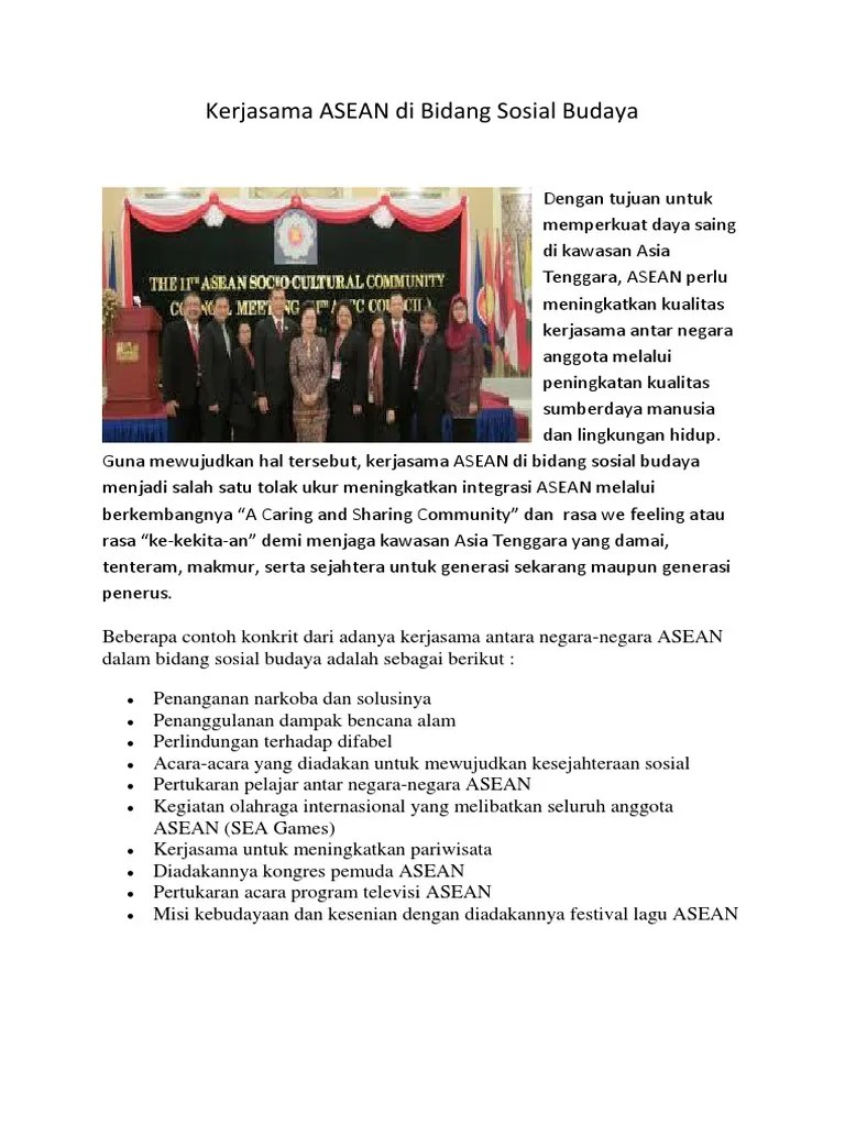 Kerjasama Ekonomi Budaya Asean