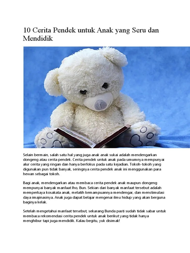 Melengkapkan cerita, añadir a mis cuadernos (0) descargar archivo pdf Cerita Pendek Untuk Anak Yang Seru Dan Mendidik Pdf