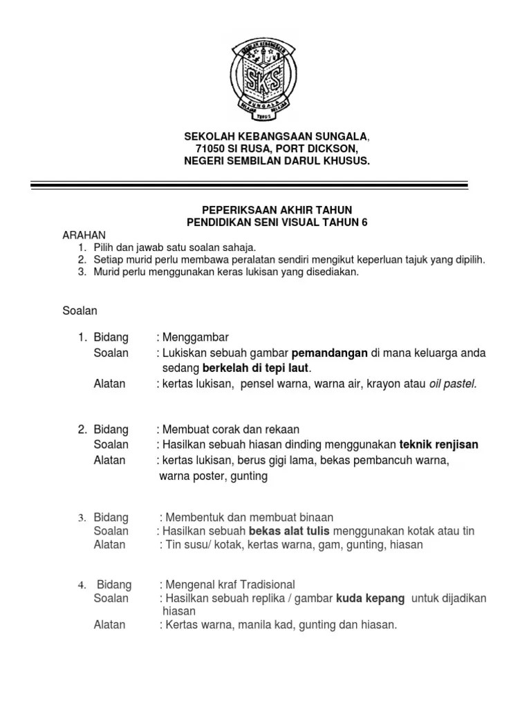 30 lukisan pemandangan berkelah di tepi pantai. Psv Akhir Tahun Sks2 Pdf