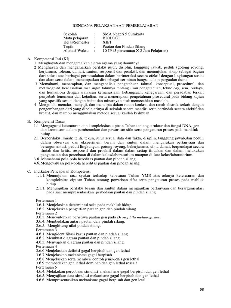 RPP 6 Pautan Dan Pindah Silang | PDF
