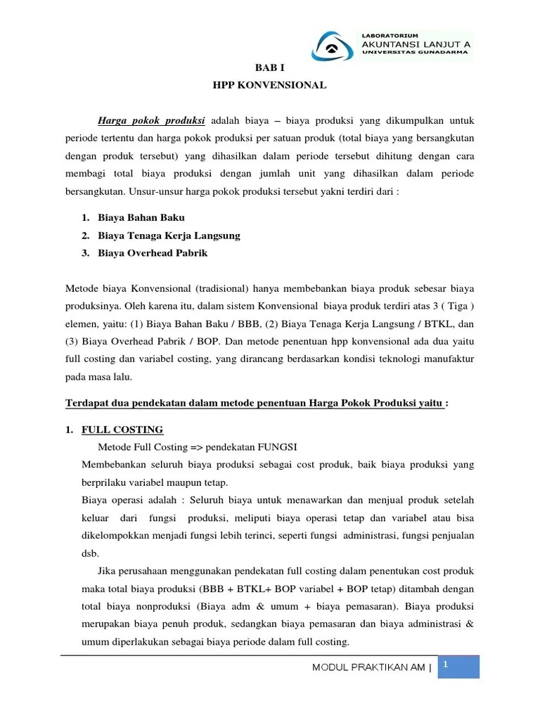 Biaya overhead memiliki pengaruh pada penentuan harga produk secara lebih tepat. Am Praktikan Pdf