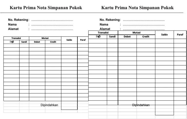 Tabel Simpanan Pokok Koperasi | PDF
