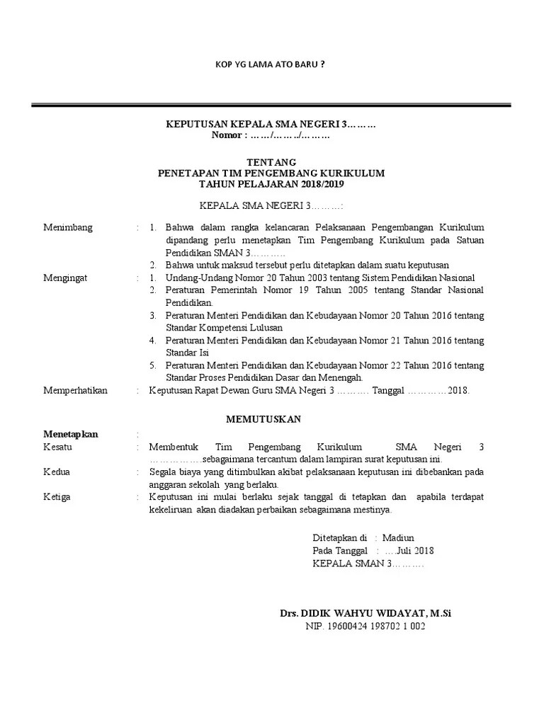 Halaman cover dokumen 1 lembar rekomendasi lembar pengesahan sk tpk ra surat keputusan tim pengembang kurikulum raudhatul athfal kata pengantar. Sk Tim Pengembang Kurikulum 2018 Pdf